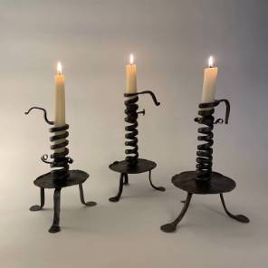 18th Century French `Rat de Cave` Wrought Iron Candlesticks